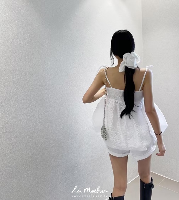 綁帶皺皺感超蓬上衣
